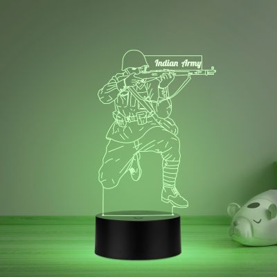 3D Illusion Indian Army Soldier Led Night Light lamp Multicolored light Gift For Soldier